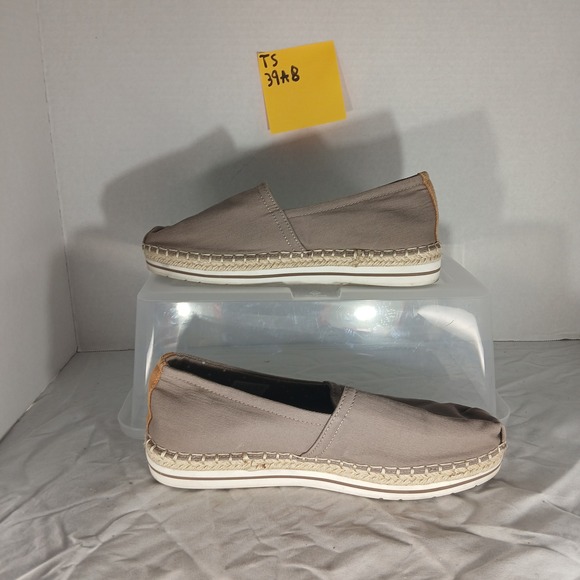 BOBS from Skechers Espadrille Flats Taupe Canvas Memory Foam Women Size 7.5 - Picture 2 of 8